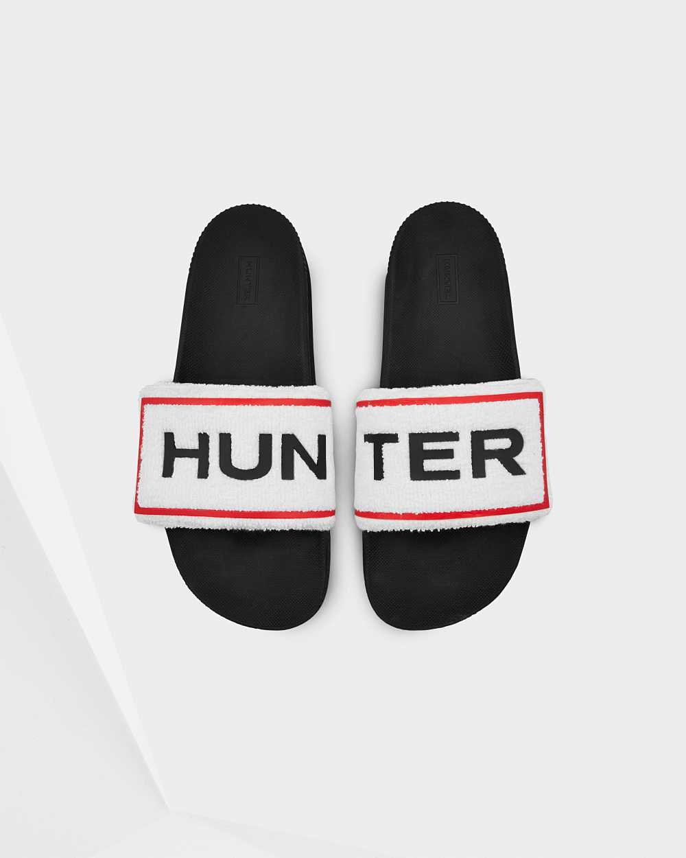 Pantuflas Hombre - Hunter Original Terry Towelling Logo Adjustable Negras - ECYFXZ-036 - Negras